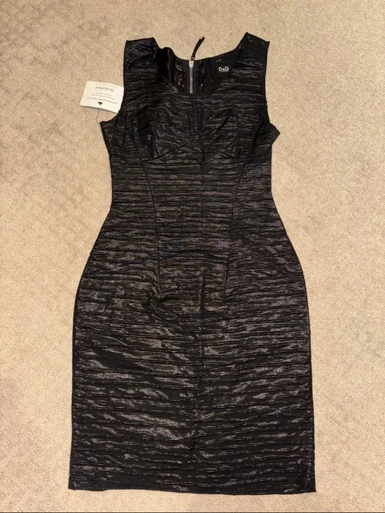 Dolce & Gabbana Black Textured Sheath Mini Dress - Picture 4 of 5